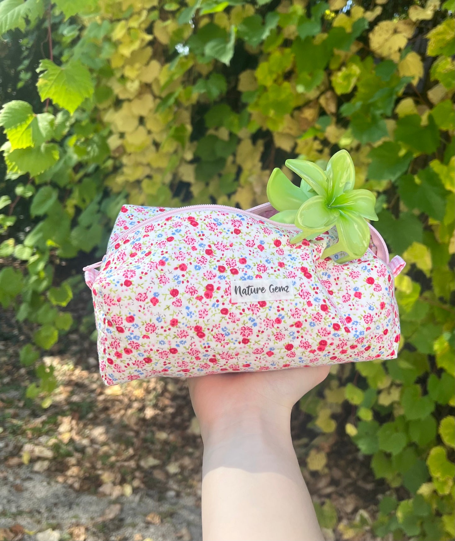 Pink Flower Makeup Bag