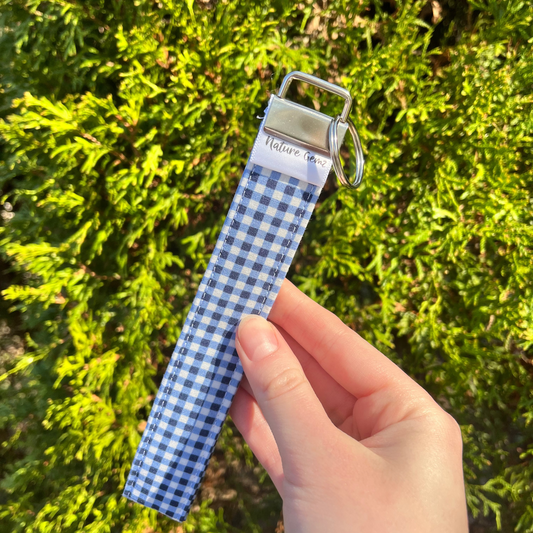 Midnight Gingham Wristlet Keychain