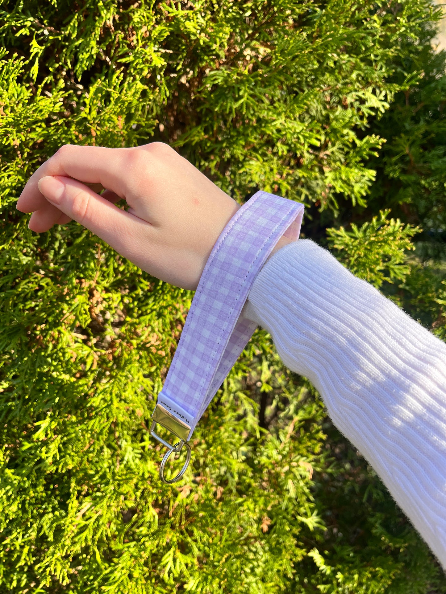 Purple Gingham Wristlet