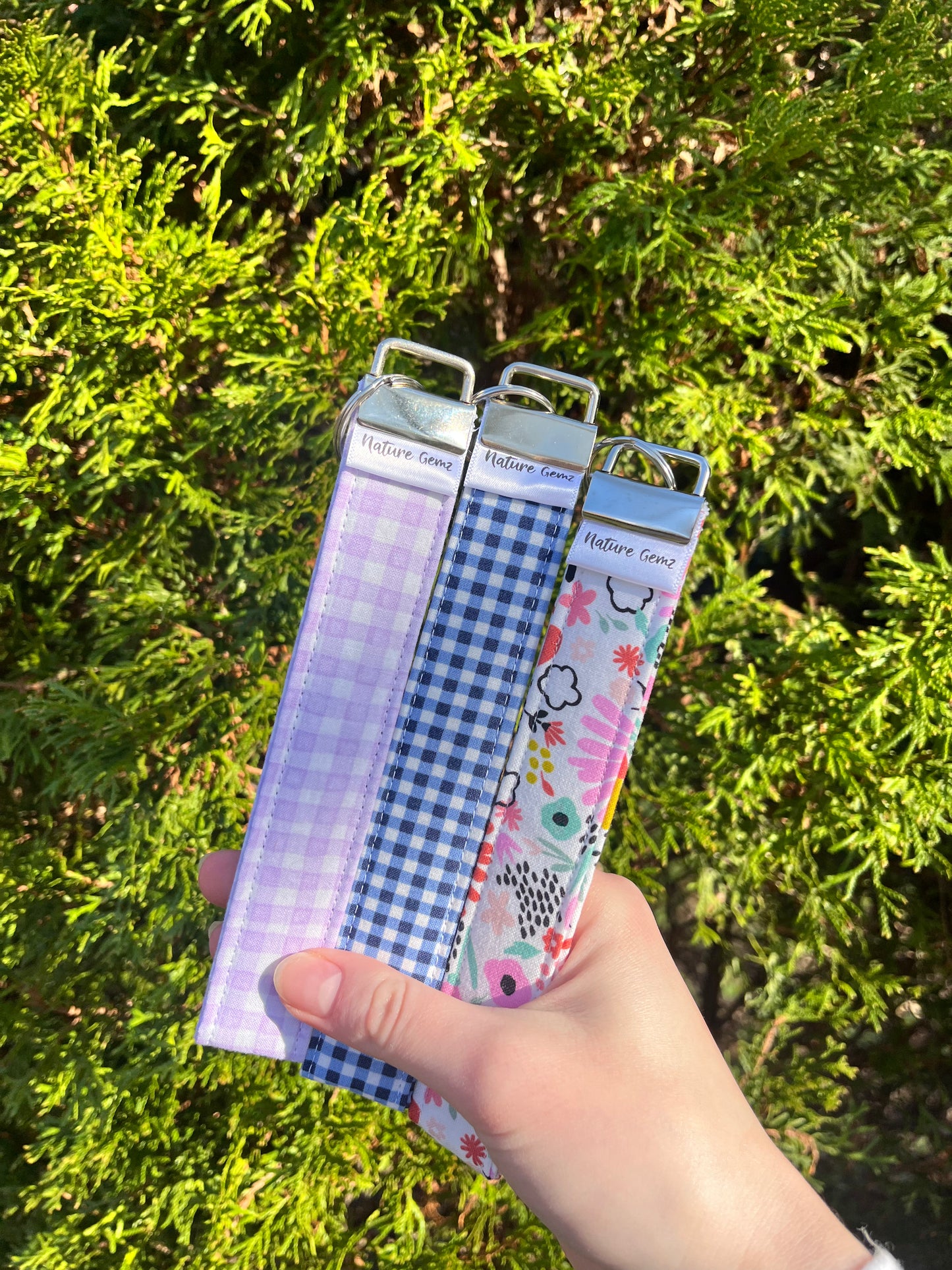Purple Gingham Wristlet