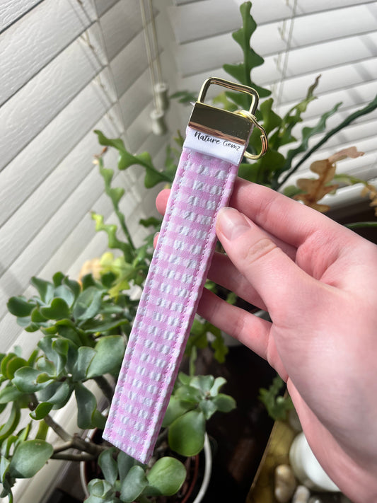 Pink Gingham Wristlet