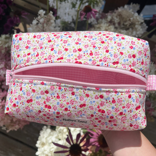 Pink Flower Makeup Bag