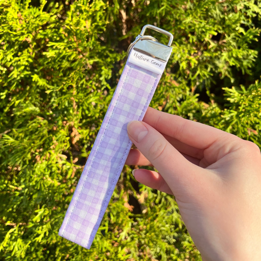 Purple Gingham Wristlet
